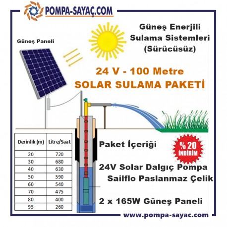 24v / 100m Paslanmaz Çelik Solar Sulama Paketi
